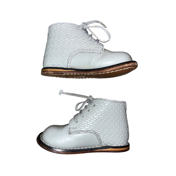 Vintage Style Josmo Baby First Walker Boots In Gray Textured Leather Size 4 Used - Picture 4 of 13